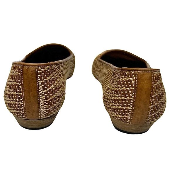 Sesto Meucci of Florence Women’s Tan brown Woven Loafer Size 8 Medium Pre-Owned - Picture 3 of 8